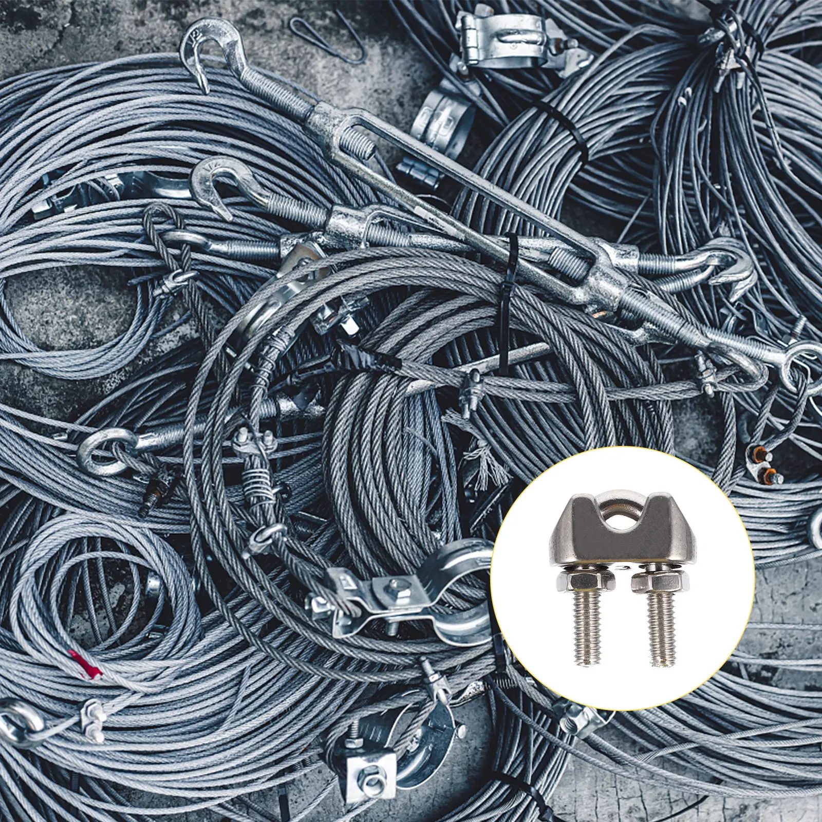 16Pcs Steel Wire Rope Clips U Type Clamps Stainless Steel Rigging Cable Clamps Heavy Duty Wire Rope Fastening Hardware