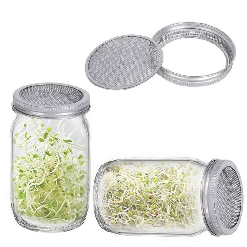 2pcs 950ml Sprouted Glass Mason Jar Set Seed Sprouting Jars Wide Mouth Sprouting Jars With Stainless Steel Sprouting Lids