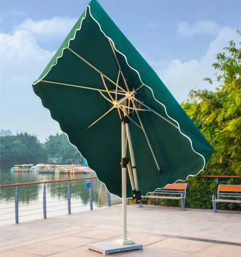 Large Windproof Green Red Beige Round Square Bali Inclined Body Outdoor Courtyard Garden Beach Umbrella with Marble Base