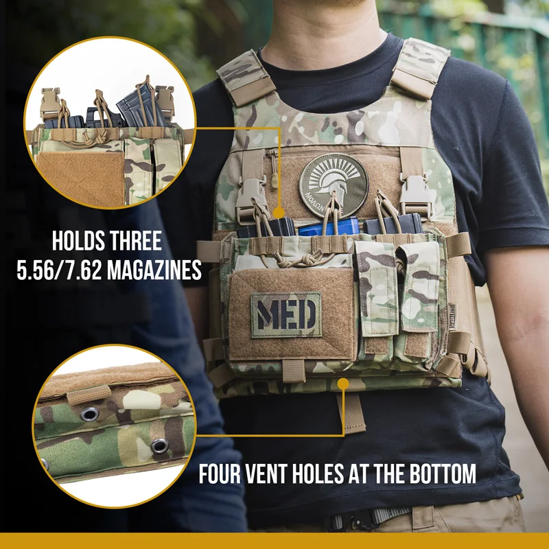 ONETIGRIS Tactical Molle Front Double Stack Abdominal Pouches Clip Bag AK/M4 Magazine Pouch Paintball Game Vest