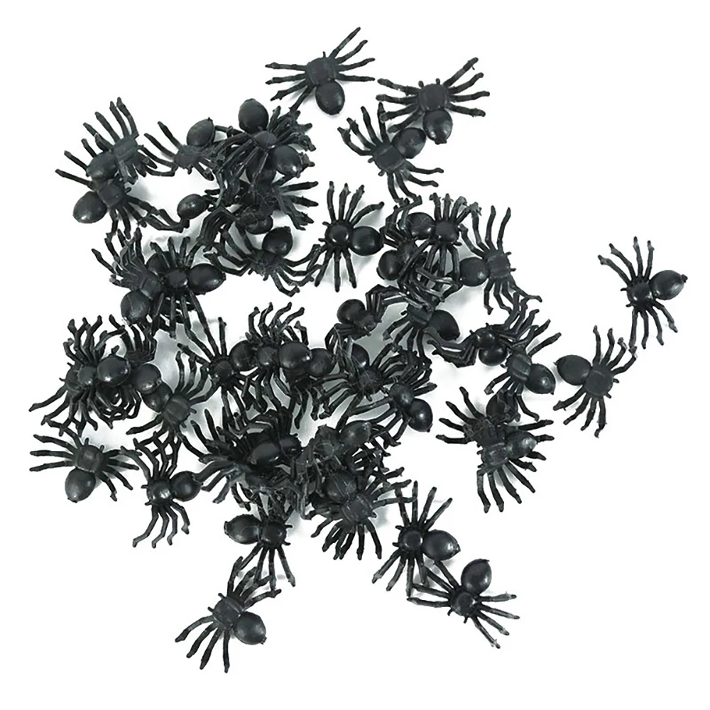 50pcs/Lot Halloween Spiders Decorations,Small Black Plastic Spiders,Fake Spider Prank Toys,Luminous Spider,Haunted House Decor