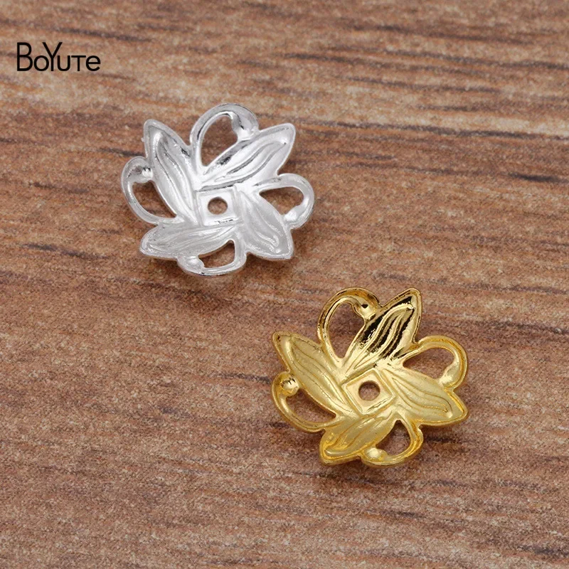 BoYuTe Wholesale (200 Pieces/Lot) Metal Brass Stamping 2*10MM Filigree Flower Bead Caps Charms DIY Hand Made Jewelry Accessories image 5