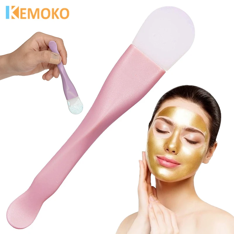 

DIY Mud Film Brushes Knife Flat Head Silicone Plastic Facial Mask Brushes Silicone Film Adjusting Rod Double Use Beauty Tools