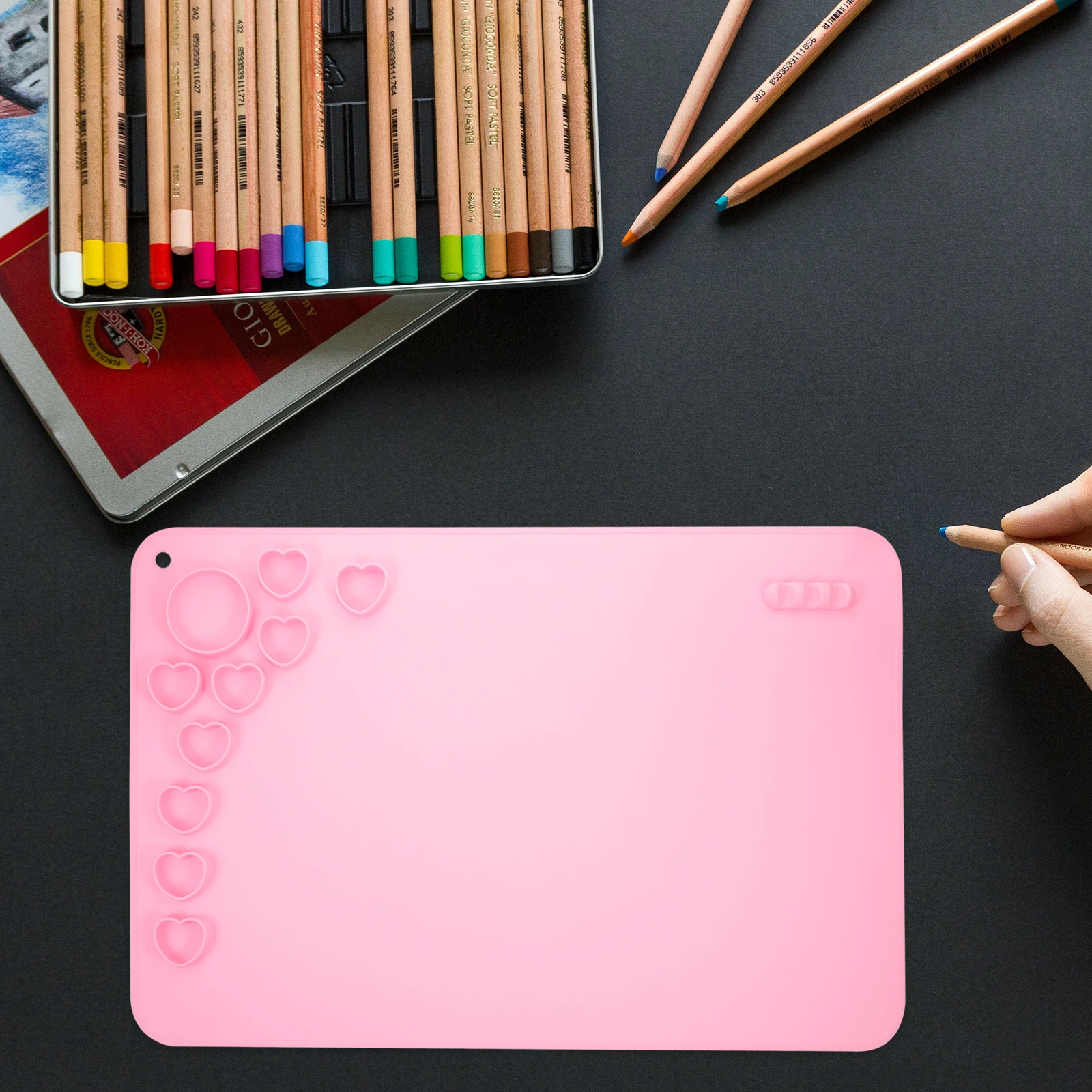 

Silicone Painting Craft Pad for DIY Art Pink Non Stick Heat Resistant Easy Clean Non-Stick Silicone Sheet Smooth Surface