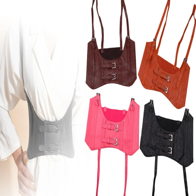 Cinturón de cintura para mujer, corsé debajo del busto de cuero PU, faja Punk ajustable, cinturones anchos, vestido, disfraz, faja, 1 ud.