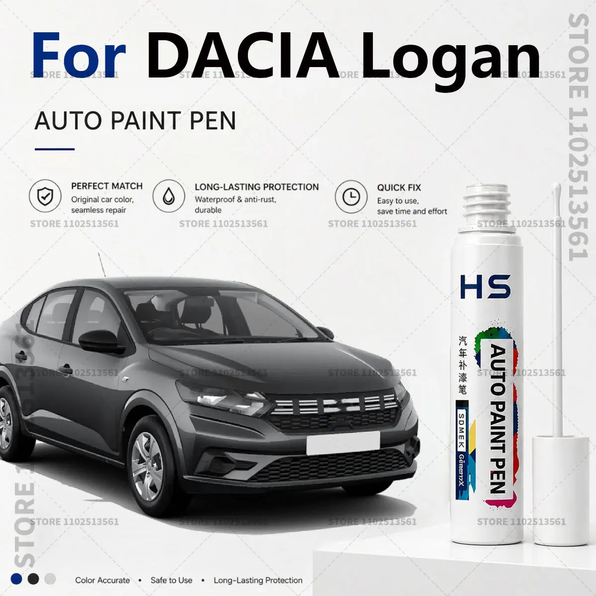 For 2004-2025 DACIA Logan Touch Up Paint Pen – Quick Car Scratch Repair for Chips & Minor Scratches White Grey Black Blue Silver
