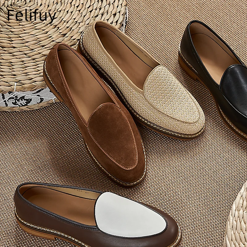 

New Autumn Cow Suede Mens Loafers Simple Flat Casual Shoes Luxury Brand Genuine Leather Outdoor Mocasin Party Wedding Shoes