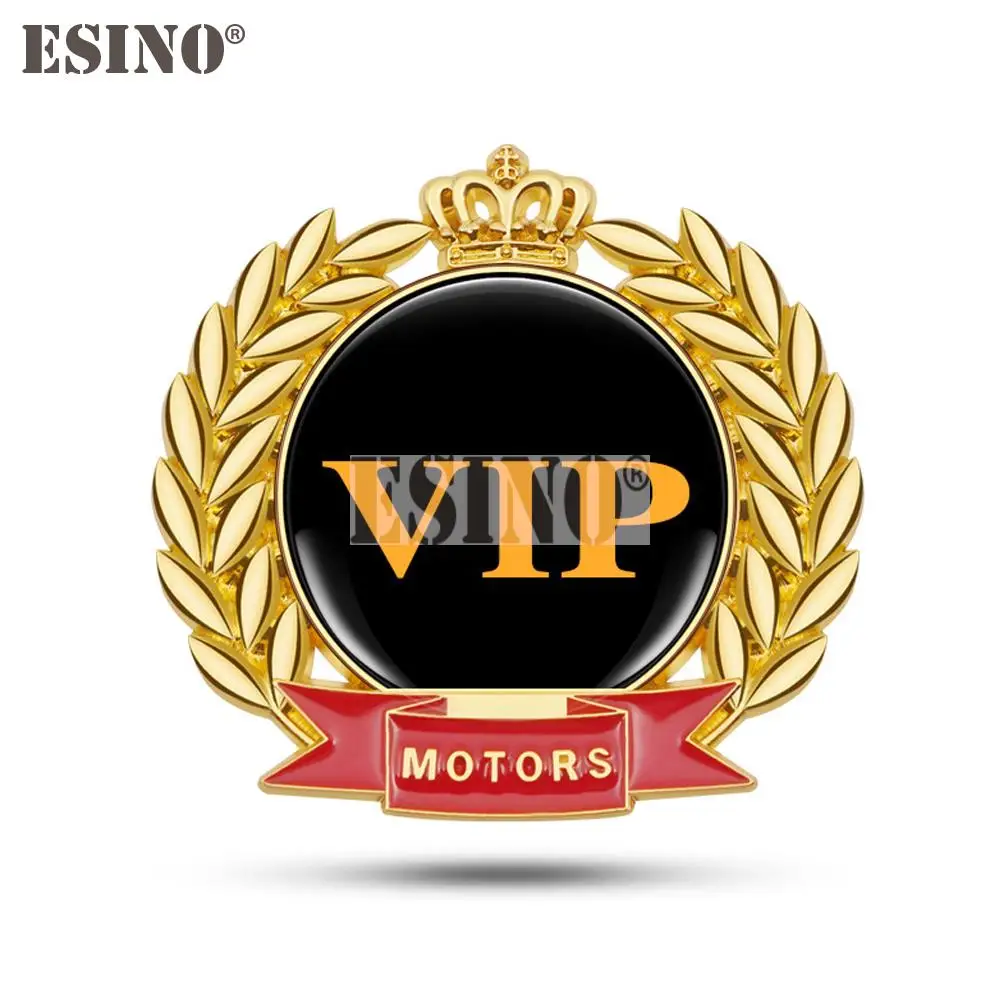 Car Styling Golden Wheatear VIP Logo Metal Zinc Alloy with Crystal Epoxy 3D Adhesive Emblem Badge Sticker Decal Auto Accessory