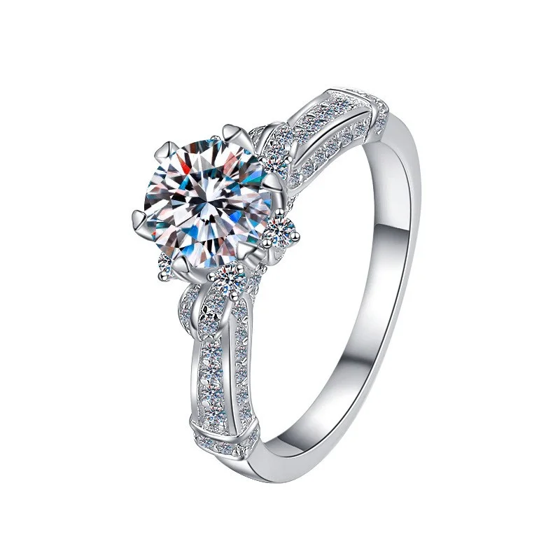 JZ0233 Lefei Fashion Trendy Luxury Color D Classic Moissanite Hand Flower Ring For Charm Women 925 Sterling Silver Party Jewelry