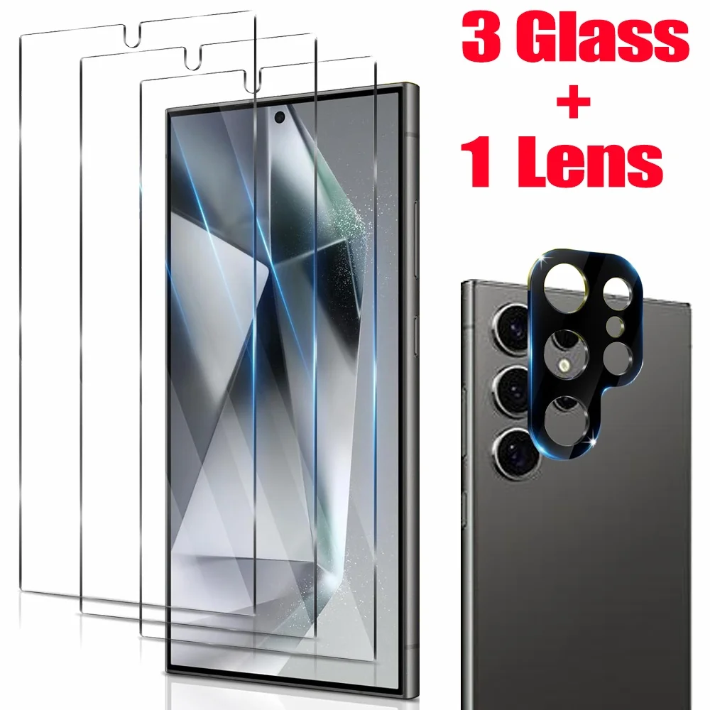 HD Screen Protection For Samsung S25 S24 Ultra S23 S22 S21 Plus Tempered Glass Galaxy S24 S25 Ultra Camera Lens Film S24 FE