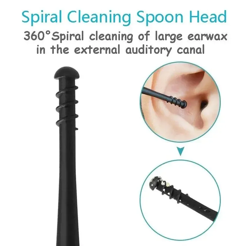 Double Silicone Soft Head Rotary Screw Earpick Ear Picking Tool Massage Ear Cleaner Earscoop Rod