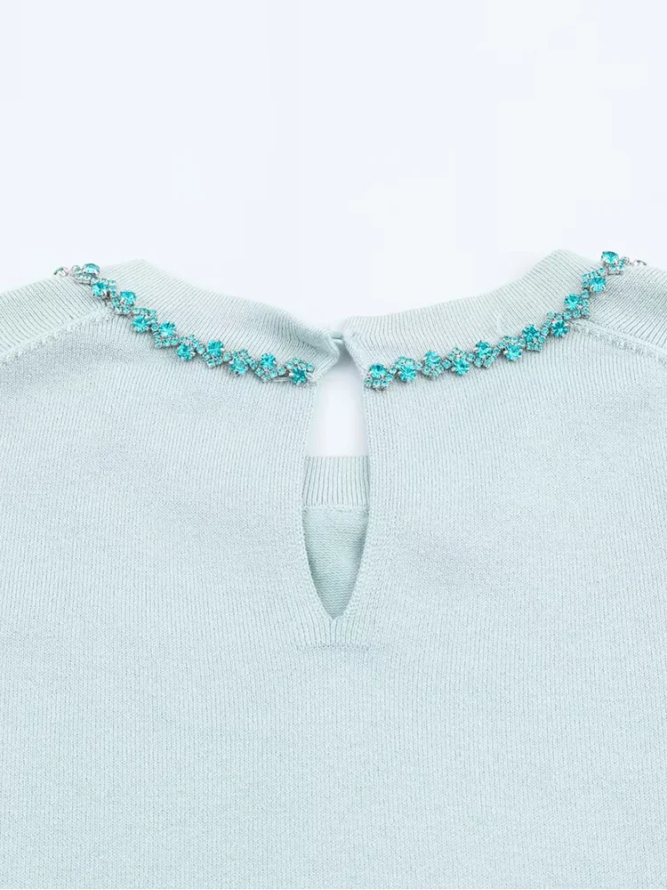 Autunno O-Collo maniche lunghe perline per unghie cardigan lavorato a maglia donna elegante decorazione bottoni posteriori top abbigliamento casual femminile 2025 nuovo