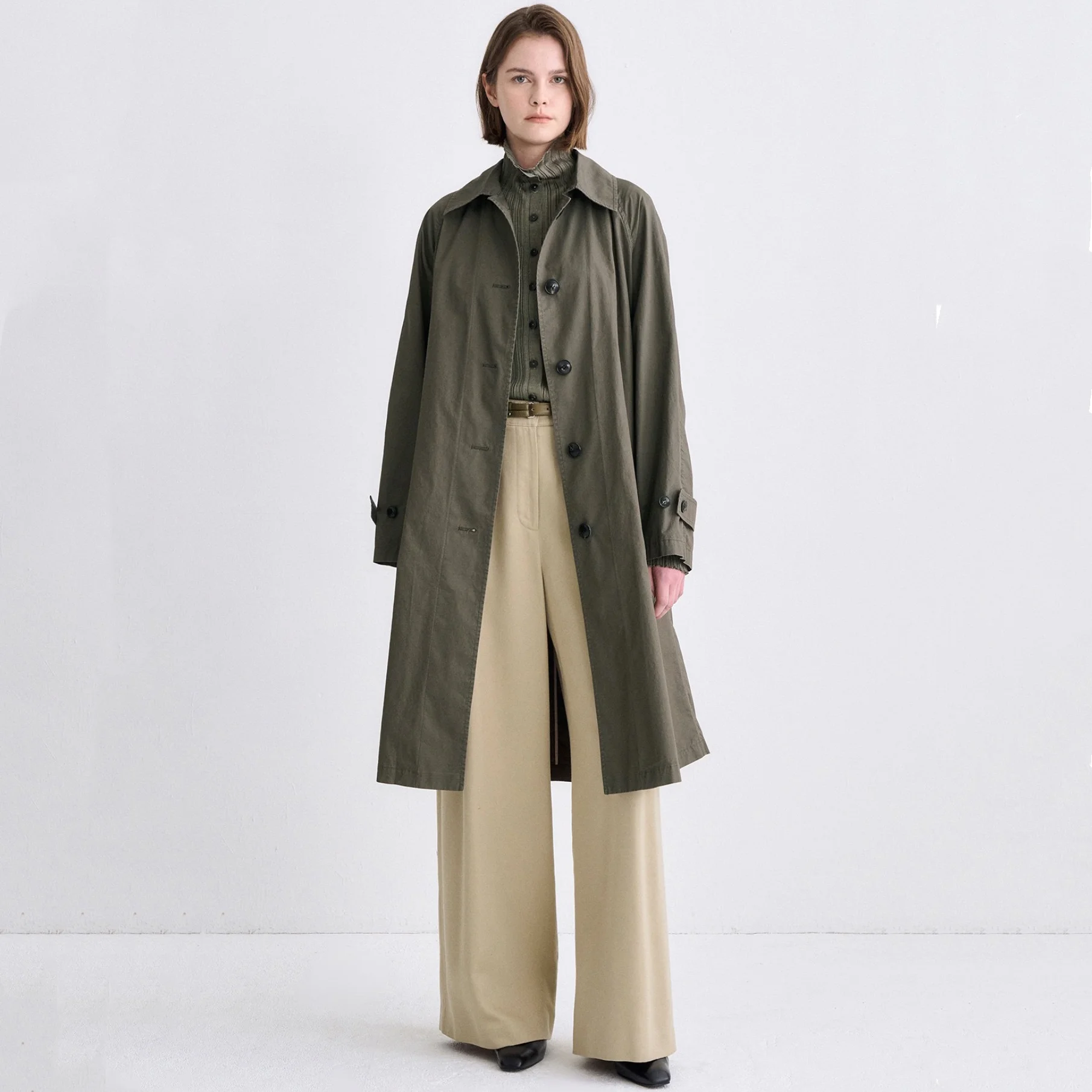 

Lemon Cheese T25 Autumn Ele Loose Fit Lapel Long Sve A-Line Coat Outerwear Women's Commute Sle Mid-Length Single Button
