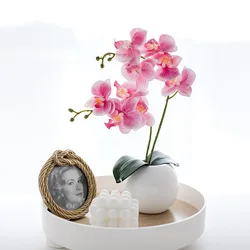 Neue Stil 46cm Seide Orchidee mit Blätter Künstliche Blume Weiß Schmetterling Orchideen Gefälschte Blume für Home Hochzeit Dekoration Flores