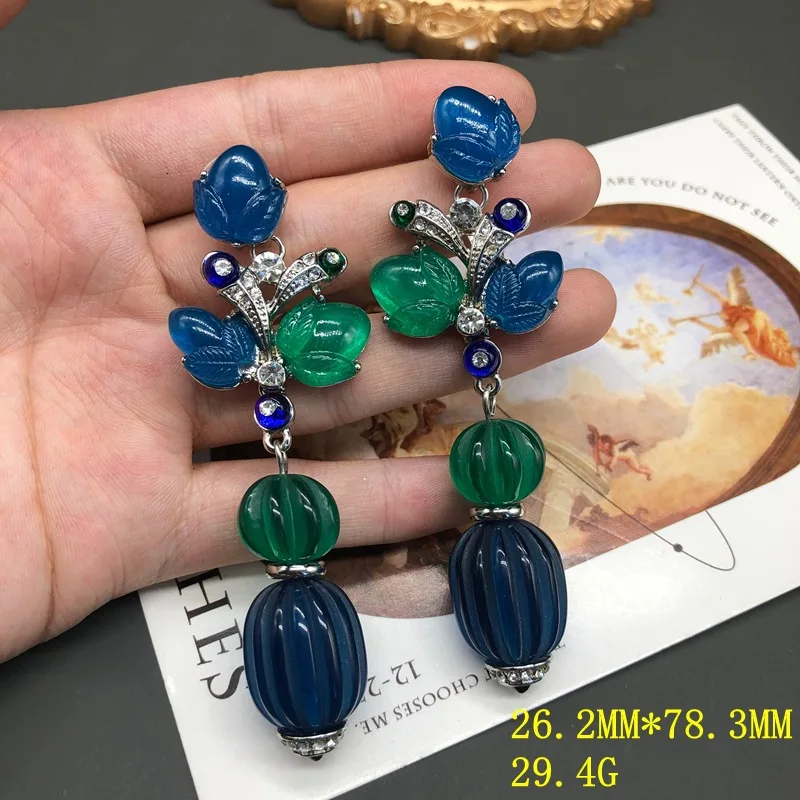 Light Luxury Retro Feng Shui Fruit Sachet Design Pumpkin Shaped Pendant Earrings Exquisite And Fashionable Women'S Jewelry