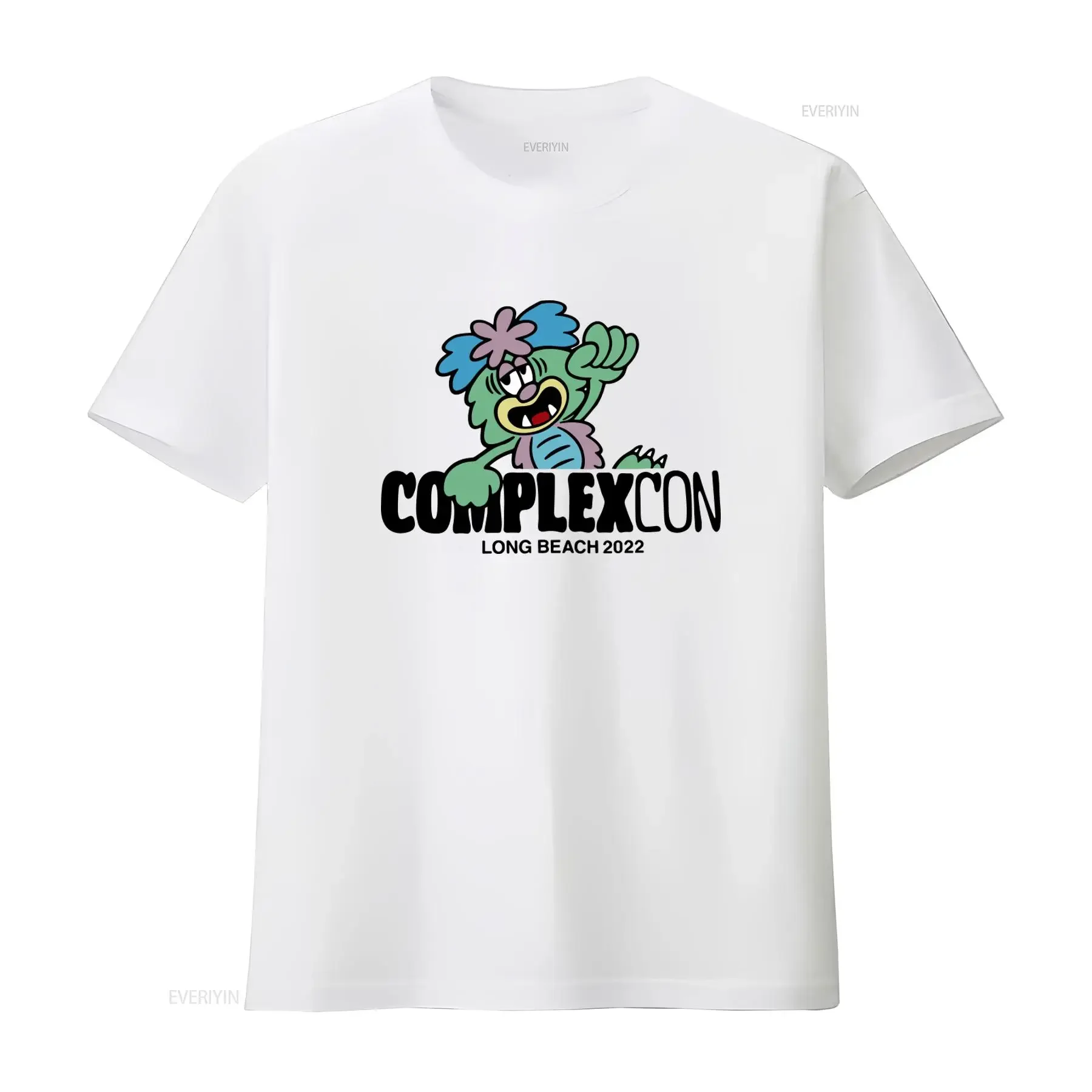 Camiseta masculina ComplexCon x Verdy 2022 Long Beach, tamanho S, novo design moderno, estilo vintage lavado, streetwear, confortável e estiloso.