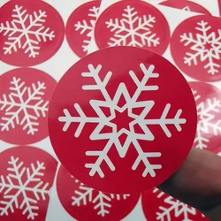 120pcs red Christmas Snowflake Sealing Stickers 1.5 Inch Kawaii Snowflakes Stickers Christmas Circle Label Stickers