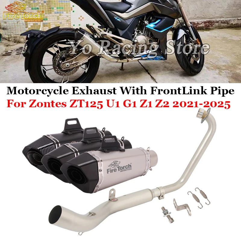 

Slip-On For Zontes ZT125 ZT 125 U1 G1 Z1 Z2 2021 - 2025 Motorcycle Exhaust System Front Link Pipe With Muffler Moto DB Killer
