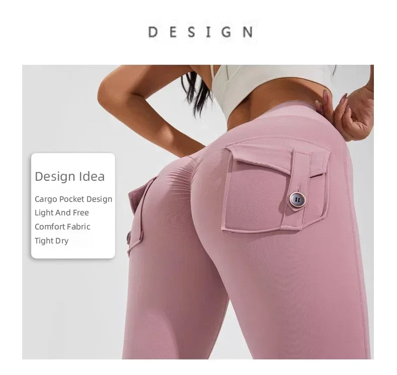 Naked Feeling Damen Fitness Freizeit-Laufleggings mit hoher Taille, Hüftlift, Gesäßfalten und Gesäßtasche, atmungsaktive Hose – Detail 2