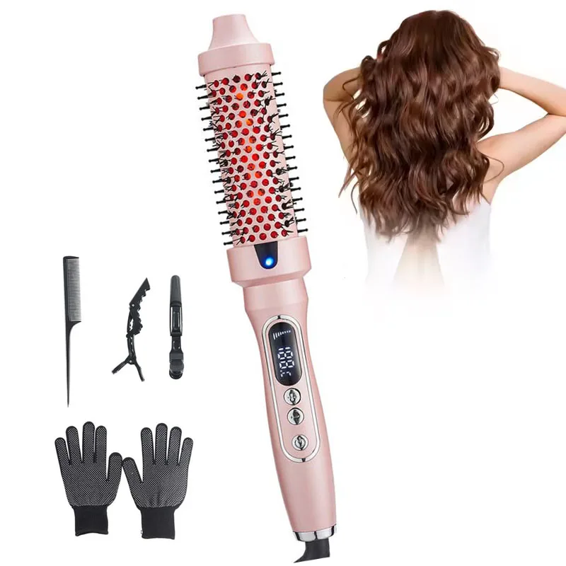 Electric Infrared Straightener Brush Portable Anti-Scald Hair Curling Iron Comb Fast Heating Automatic Shutoff for Salon