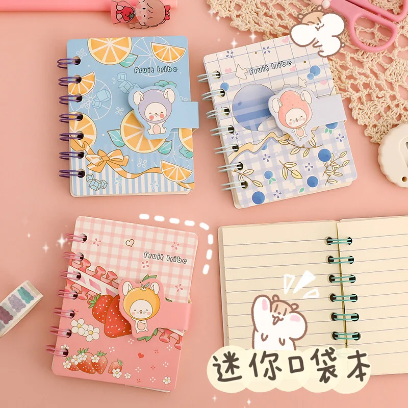 1pc Cute Cartoon Mini Notebook Small Kawaii Bear Bunny Cover Coil Notepad Protable Pocket Book for Scrapbook Student Supply