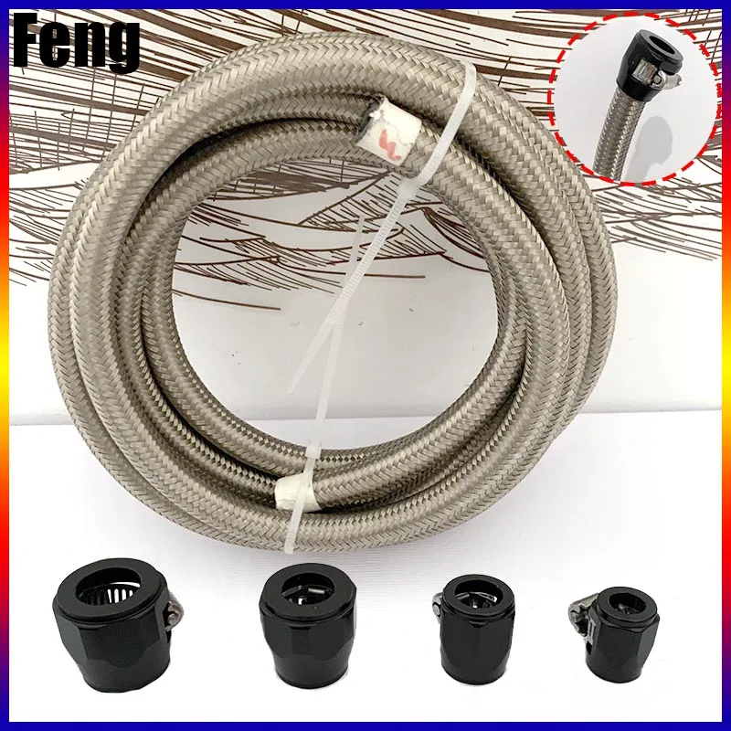 

1M 3M 5M AN4 AN6 AN8 AN10 Universal Car Oil Gas Cooler Fuel Hose Tube Stainless Steel Braided Clamp Suit Inside CPE Rubber