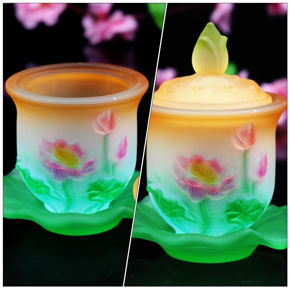 

1Set Glass Multi-Function Offering Cup Buddhism Water Cup Temple Classic Gold Decorative Stable Desktop Wear-Resistant