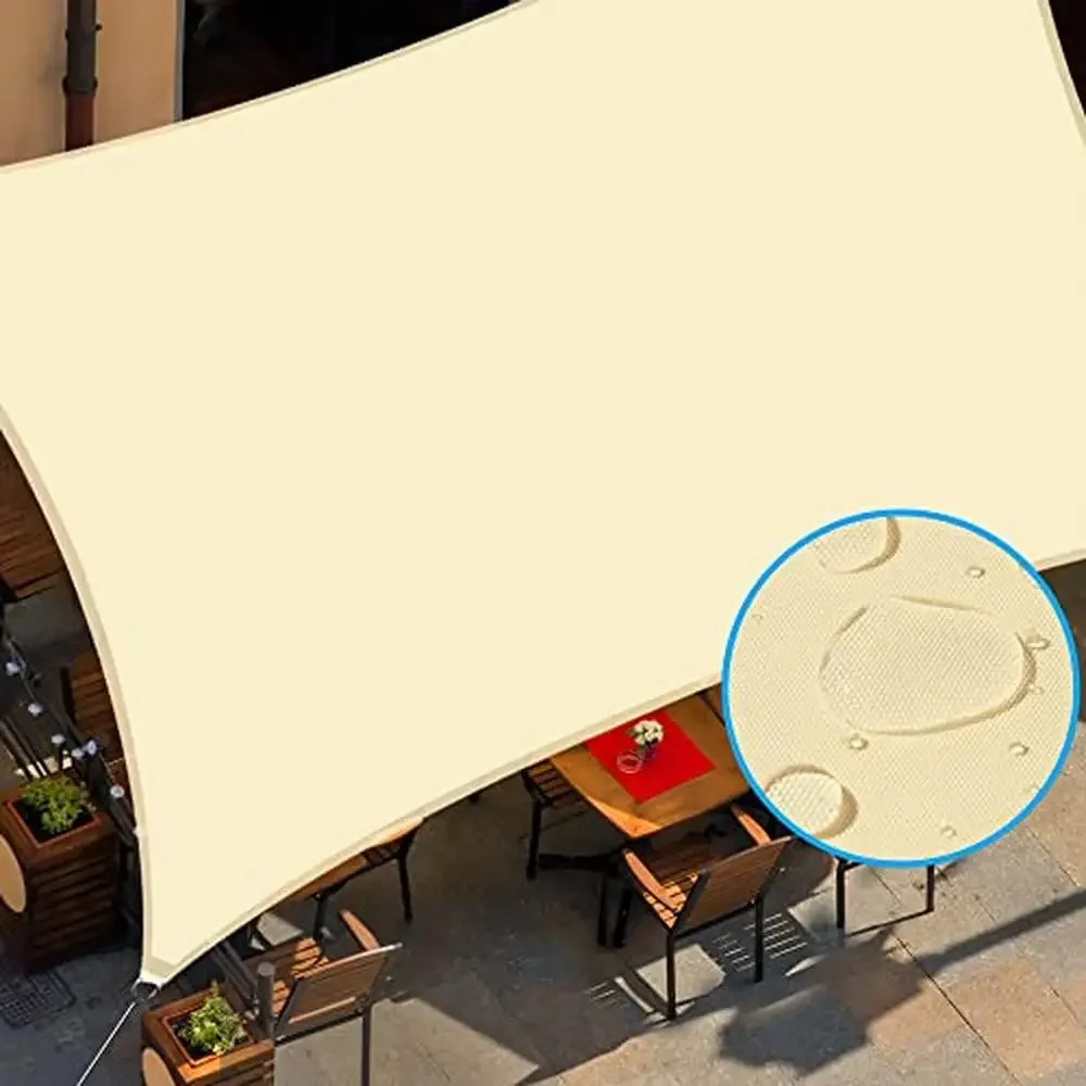 

10' x 13' Beige Waterproof Sun Shade Sail Canopy Kit Rectangle UV Block Awning Shelter Outdoor Patio Backyard Garden Lawn