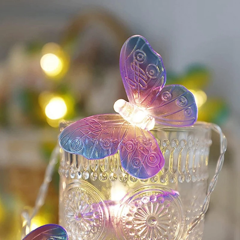 4PCS 1M 10LED Butterfly Fairy Light Strings Kit Garland Girls Butterfly Brithday Party Wedding Home Decorations Set Kids Gift