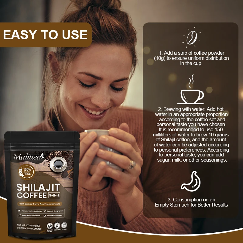 Mulittea Original Natural Shilajit Capsule with Fulvic Acid&85+Trace Minerals for Improve Endurance Focus Memory Male confidence