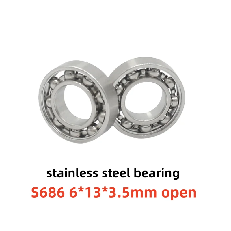 50pcs ABEC-5 S686 6*13*3.5mm open stainless steel deep groove ball bearing 6x13x3.5 mm