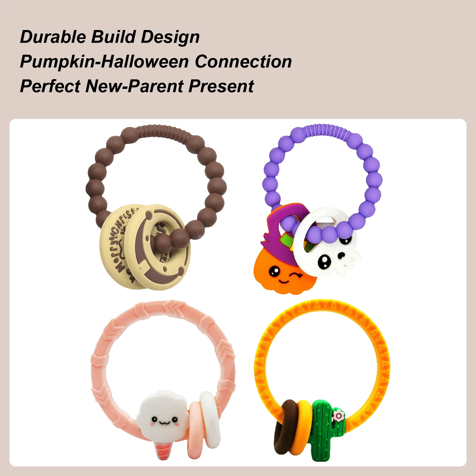 Anneau de dentition en Silicone pour bébé, Bracelet de dentition, anneau à mâcher avec perles hochet, pour enfants garçons, maison, chambre à coucher, voyage, intérieur et extérieur