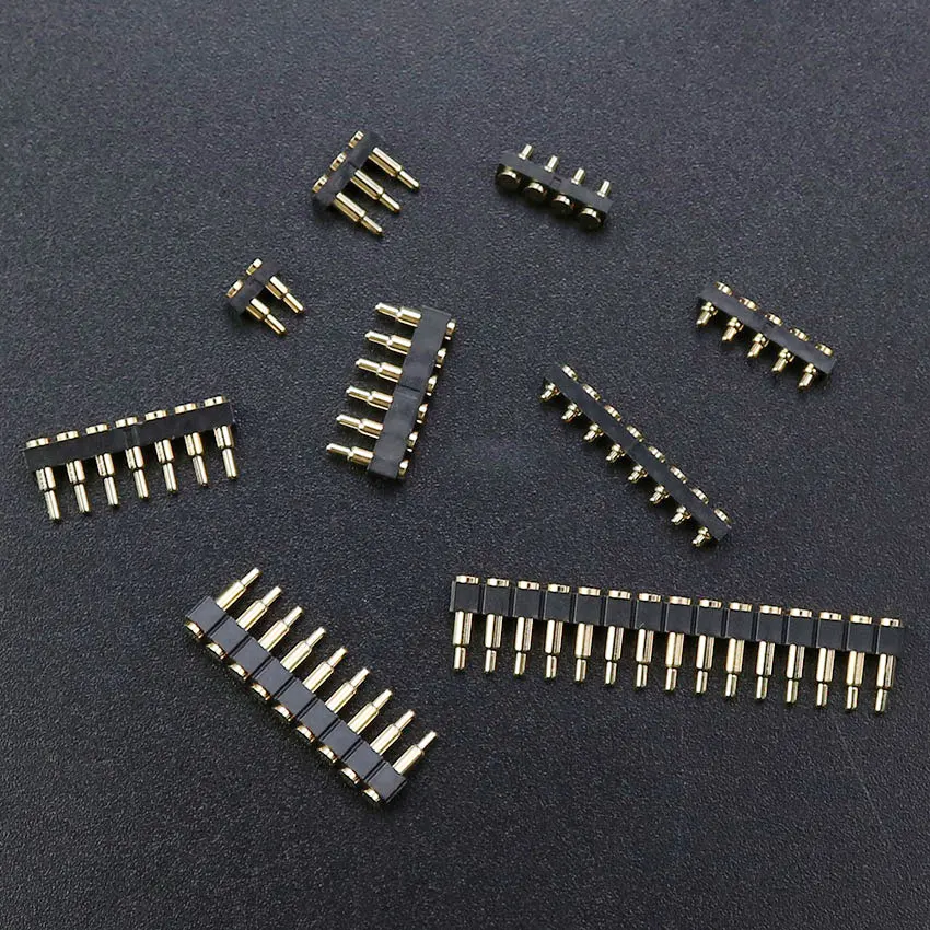 YuXi 2Pcs  2.54mm Pitch Male pogo pin Connector Pogopin Spring Loaded Contact DIP Single Row 2 3 4 5 6 7 8 9 15 Pin