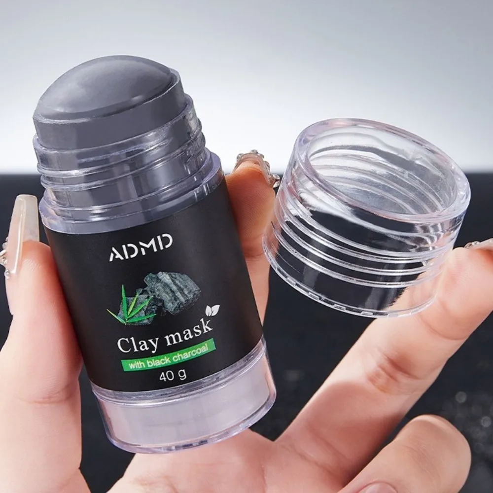 2pcs Deep Adsorption Bamboo Charcoal Mud Mask Stick Oil Absorbing Blackhead Removal Oil Control Mask Stick Pore Refining
