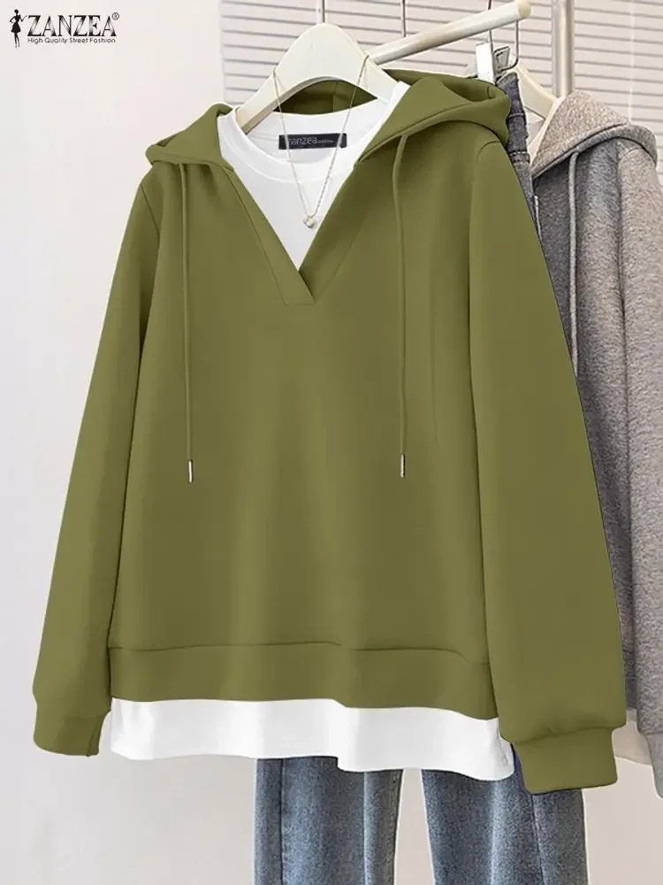 سترات نسائية عصرية بغطاء للرأس من ZANZEA للخريف بأكمام طويلة 2025 ملابس خارجية فضفاضة غير رسمية بقلنسوة ملابس علوية كبيرة الحجم #3