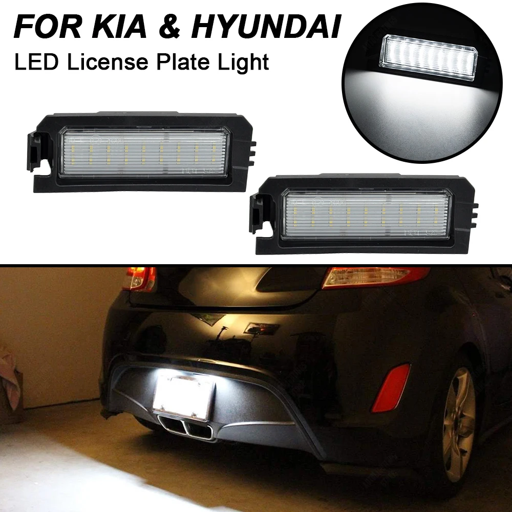 Luzes LED para Kia Rio Niro K5, Lâmpadas de Número Branco, Hyundai I30, Elantra, Sonata, Veloster, 2pcs