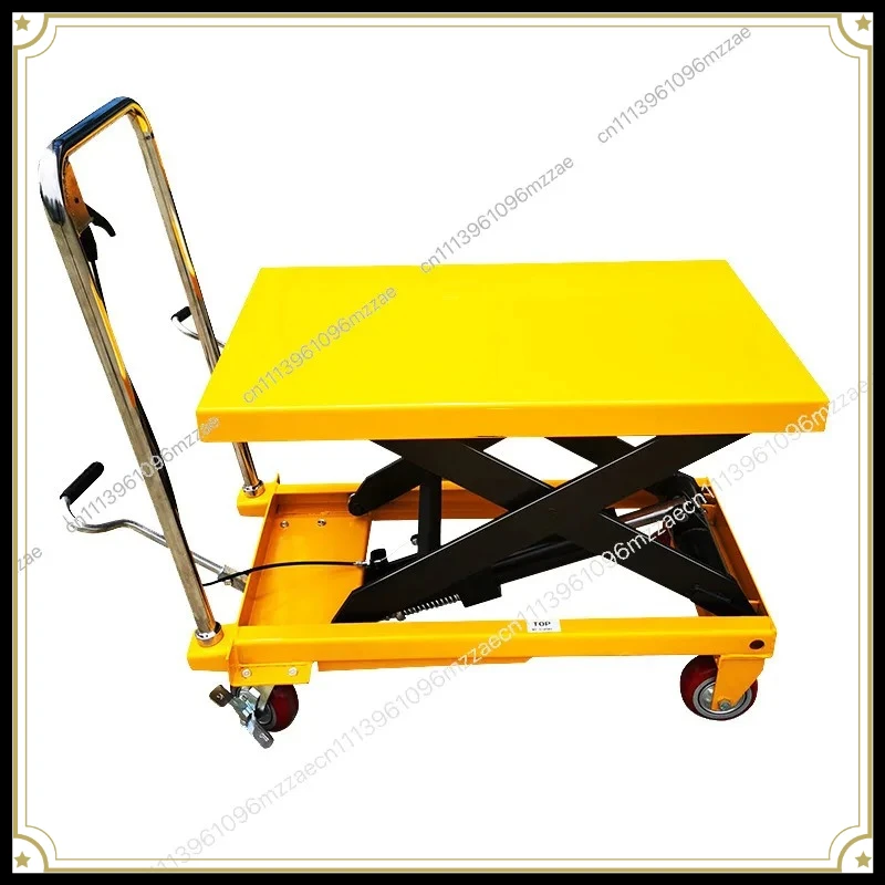 Manual Hydraulic Lift Platform Car 350kg Scissor Fork Pedal Platform Car Mobile Lift