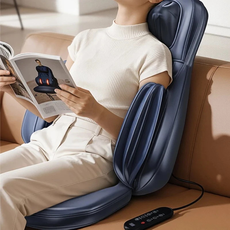 Leather Remote Control Massage Mat Full Body,Multi-functional Automatic Kneading Cervical Neck Massagers Back Mattress Massage