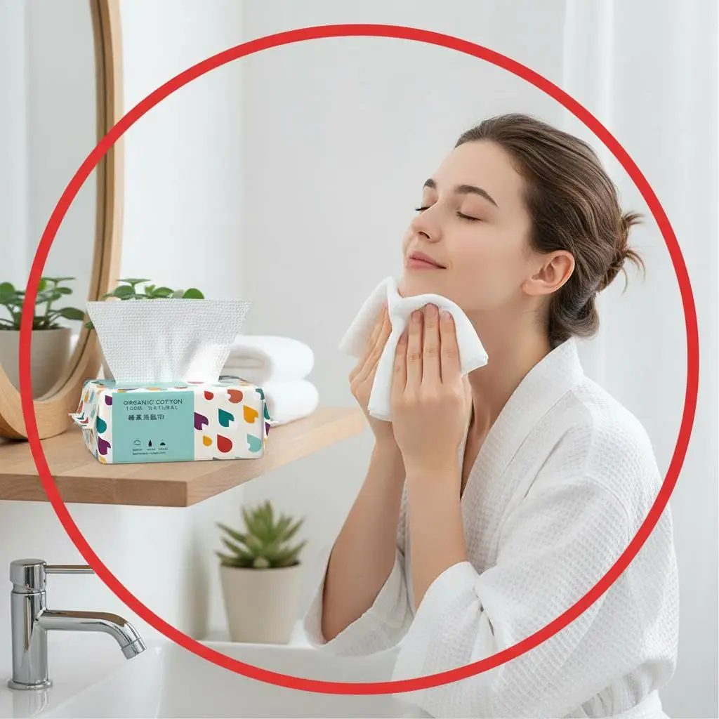 100% Pure Cotton Disposable Facial Towels Thickened Soft Dry Wet Dual Use Cleansing Wipes, 100 Sheets Large Capacity