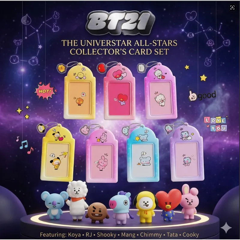 BT21 Koya RJ Shooky Mang Chimmy Tata Cooky Creative Anime Peripheral Card Storage Set Cartoon Gift for Fans