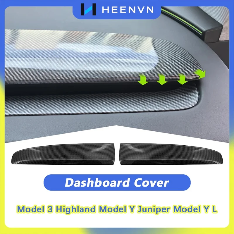 Armaturenbrett-Abdeckung für Tesla Model 3 Highland Model Y Juniper Modell Y L2025, ABS-Panel-Zierleiste, geteilte Streifenabdeckung, Innenzubehör