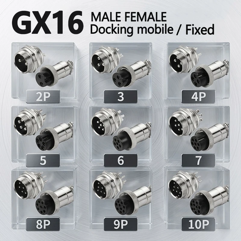 

GX16 2/3/4/5/6/7/8/9 pin Male Female Aviation Connector Docking Waterproof Fixed Mobile Metal Cable Wire Terminal Plug Socket