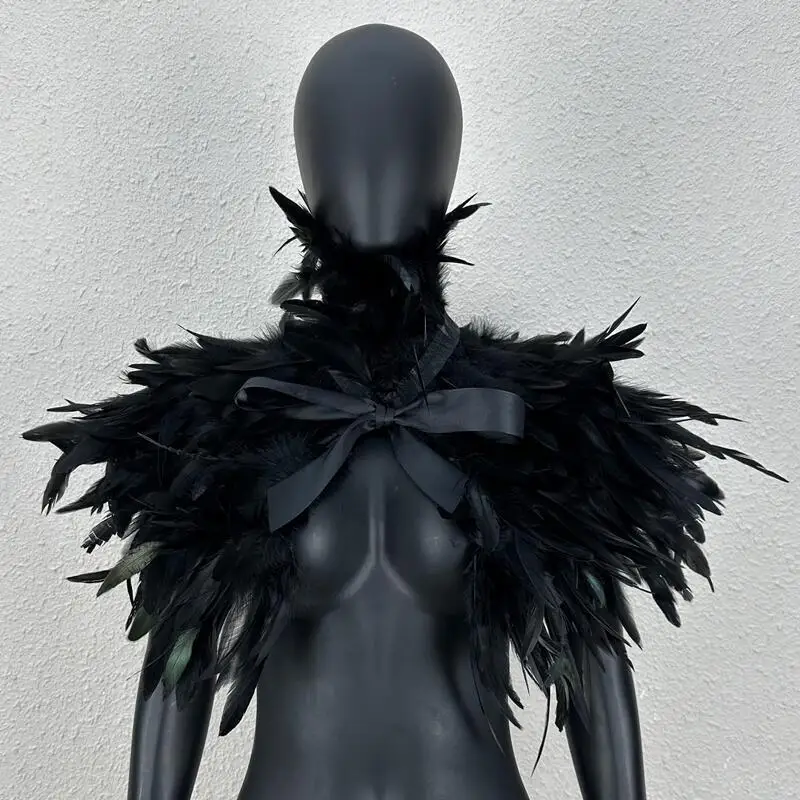 Halloween Makeup Ball Feather Party Costume Cloak Fake Collar Role Play