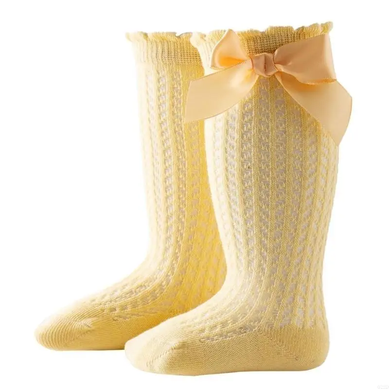 

Q22D Child Knee-High Socks Bowknot Socks Universal Baby Girls Cotton Socks