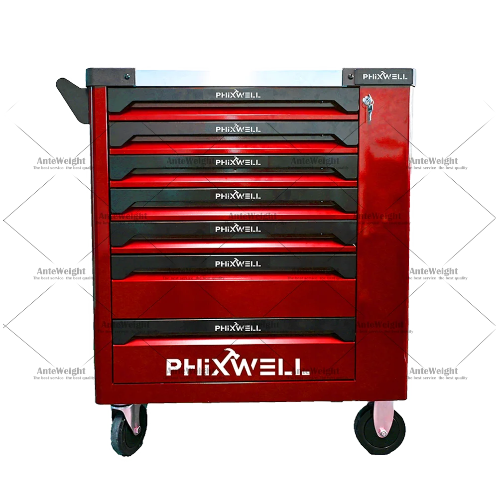 PHIXWELL 7 Drawers Heavy Duty Tool Trolley Rolling Tool Chest with Tool Set for Car Repair  Workshop