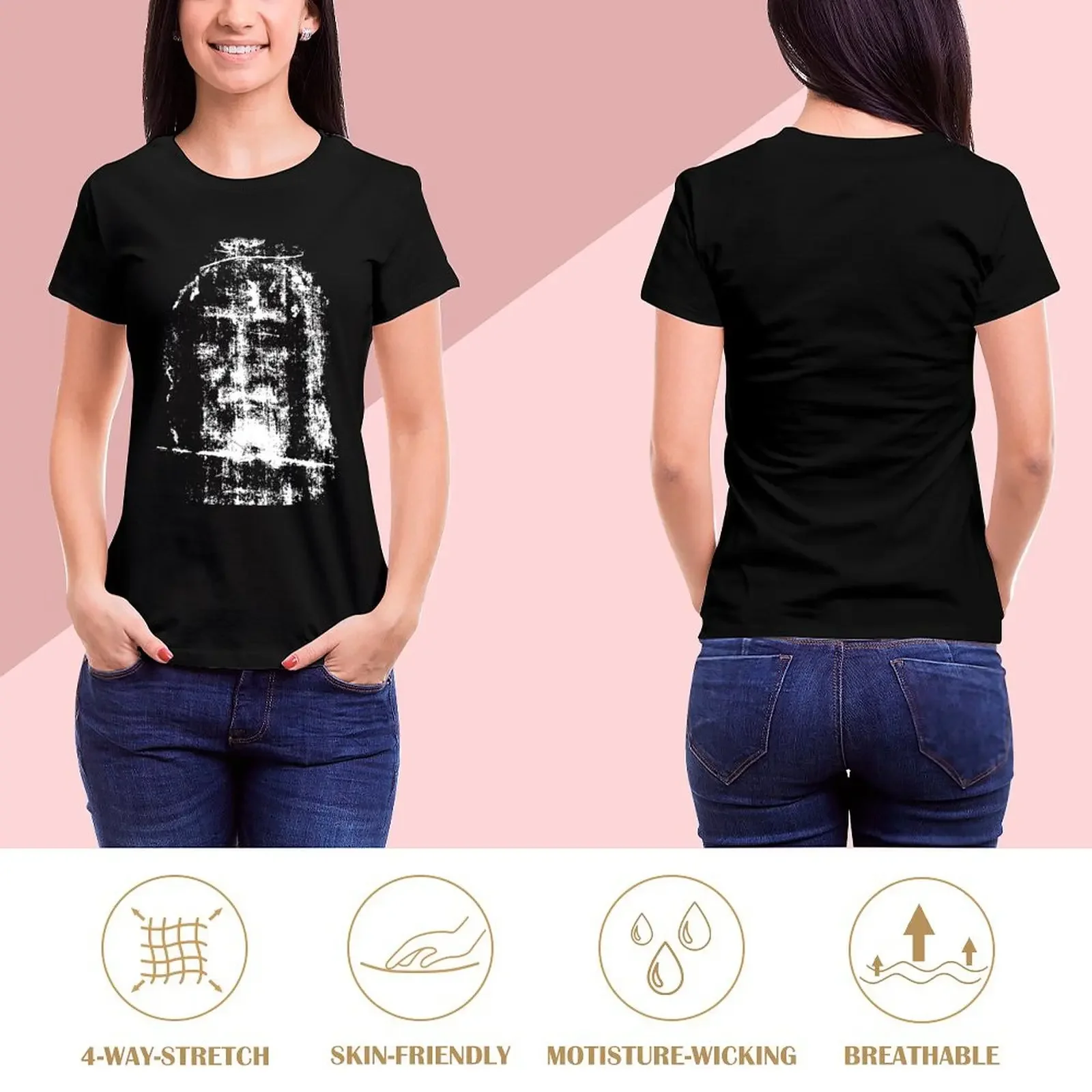 Shroud of Turin Jesus Christ Face T-Shirt vintage clothes anime clothes sweat kawaii clothes luxury designer clothing Women