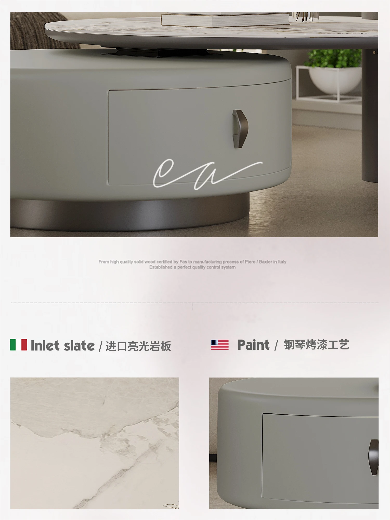 High-End Affordable Luxury Modern Coffee Table Small Apartment Creative round Tea Table