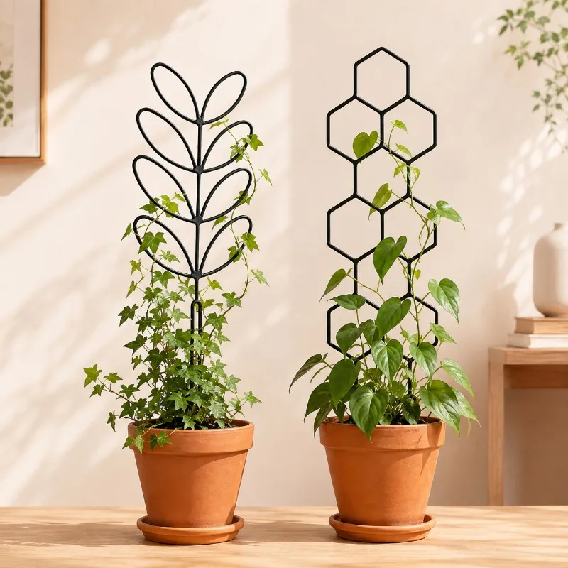 2/4pcs Plant Support Fixed Frame Leaf Lattice Shape Anti-rust Plastic Potted Vine Flower Room Garden Climbing Frame