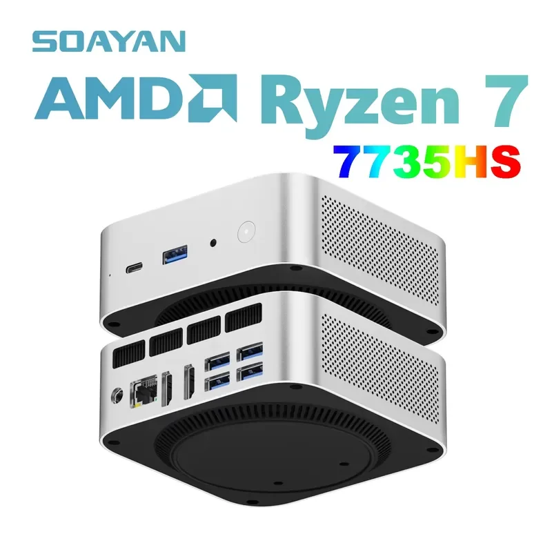 BOLRZO 2026 New Ryzen 7 7735HS Mini PC Windows 11 Pro 24GB LPDDR5 1TB NVME PCIe SSD Mini PC, Mini PC OEM ODM Factory