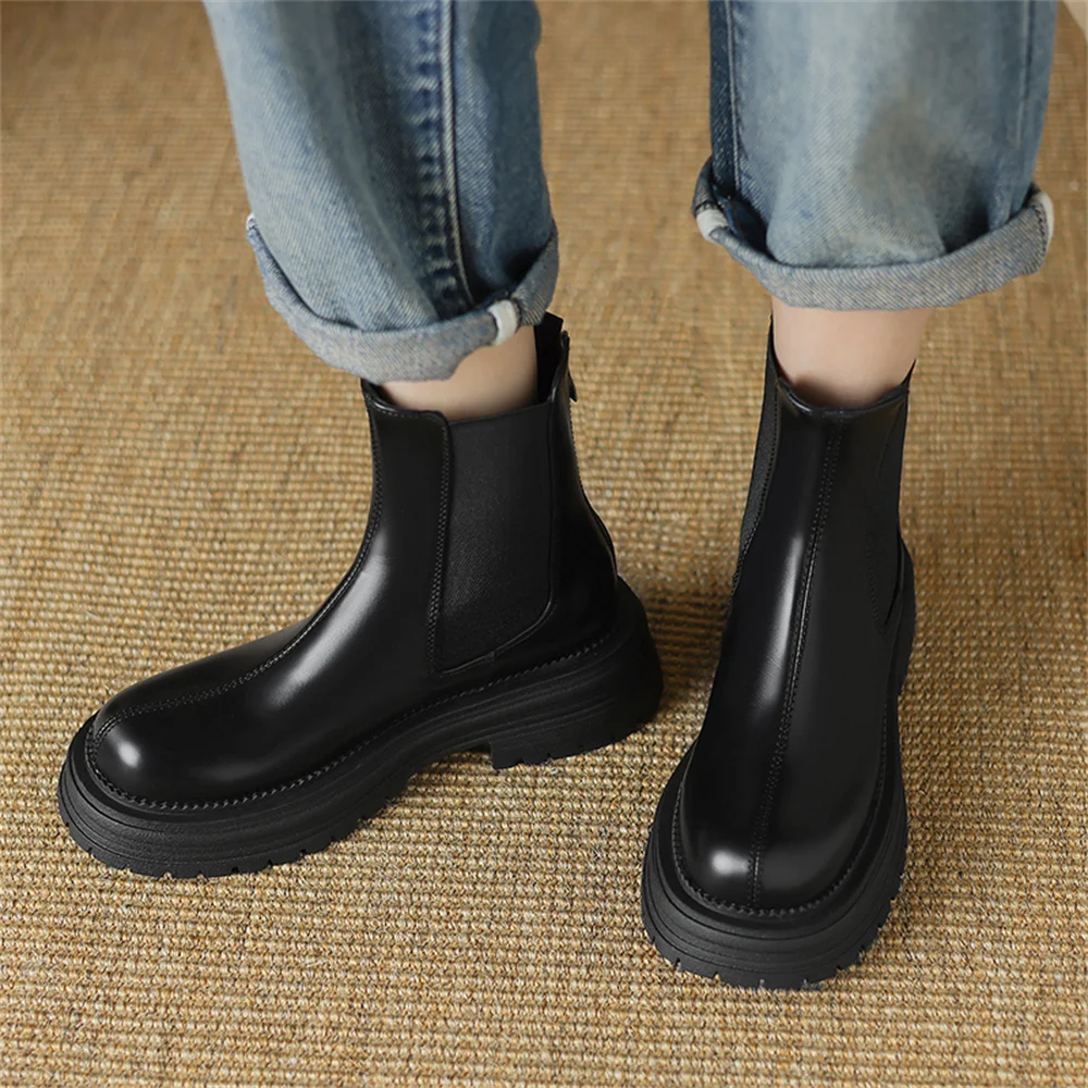 FEDONAS Basic Ankle Boots Women Warm Autumn Winter High Heels Short Motorcycle Boots Round Toe Office Shoes Woman Fashion Boots